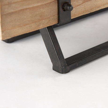 Benk Wood and Black Metal Five Cup Candle Holder from Mercana - Luna Furniture