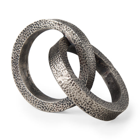 Rafiki Two Blackened Silver Hammered Finish Metal Conjoined Circles from Mercana - Luna Furniture