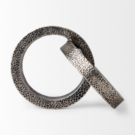 Rafiki Two Blackened Silver Hammered Finish Metal Conjoined Circles from Mercana - Luna Furniture