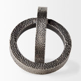 Rafiki Two Blackened Silver Hammered Finish Metal Conjoined Circles from Mercana - Luna Furniture
