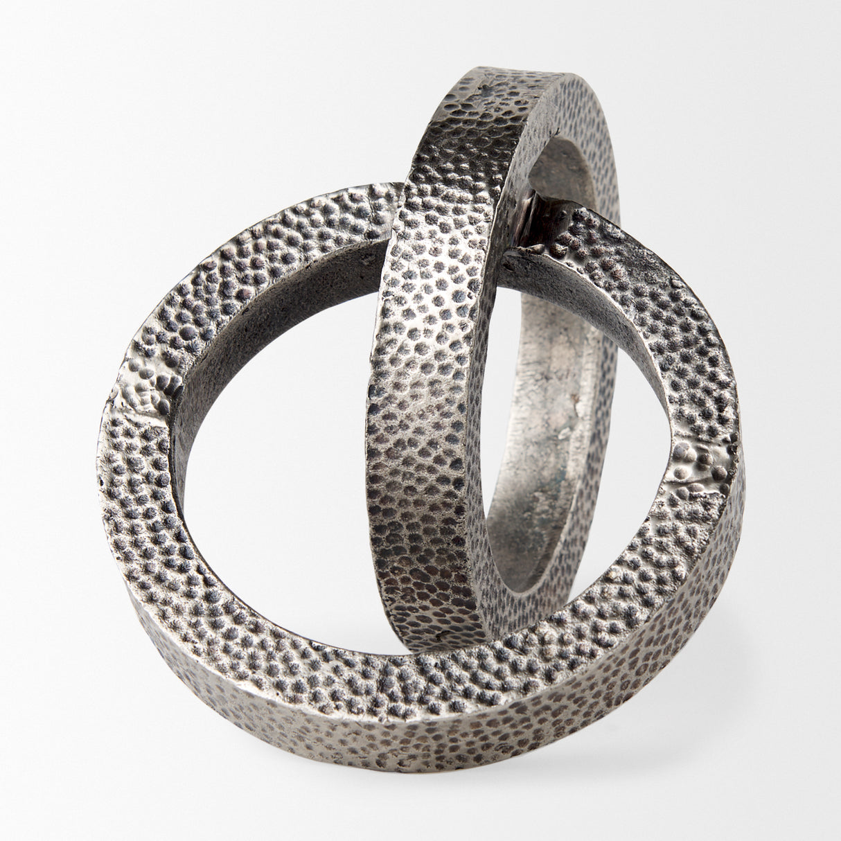 Rafiki Two Blackened Silver Hammered Finish Metal Conjoined Circles from Mercana - Luna Furniture