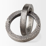 Rafiki Two Blackened Silver Hammered Finish Metal Conjoined Circles from Mercana - Luna Furniture
