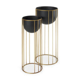 Danica Set of 2 Matte Black Metal Plant Stands from Mercana - Luna Furniture