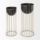 Danica Set of 2 Matte Black Metal Plant Stands from Mercana - Luna Furniture