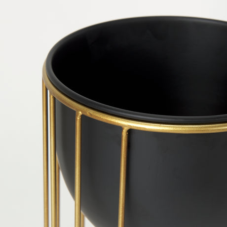 Danica Set of 2 Matte Black Metal Plant Stands from Mercana - Luna Furniture