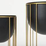 Danica Set of 2 Matte Black Metal Plant Stands from Mercana - Luna Furniture