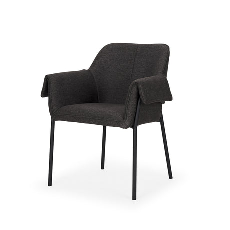 Brently Dining Chair w/ Gray Fabric & Matte Black Metal Legs, Set of 2 from Mercana - Luna Furniture