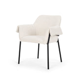 Brently Dining Chair w/ Cream Boucle Fabric & Matte Black Metal Legs, Set of 2 from Mercana - Luna Furniture