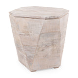Esagono Octagonal Reclaimed Wood End/Side Table w/ Storage from Mercana - Luna Furniture
