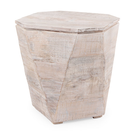 Esagono Octagonal Reclaimed Wood End/Side Table w/ Storage from Mercana - Luna Furniture