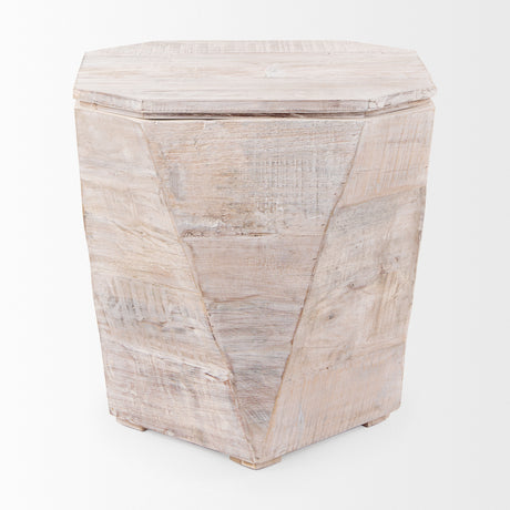 Esagono Octagonal Reclaimed Wood End/Side Table w/ Storage from Mercana - Luna Furniture