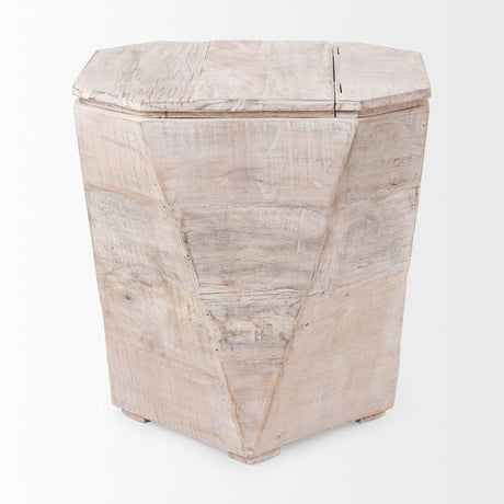 Esagono Octagonal Reclaimed Wood End/Side Table w/ Storage from Mercana - Luna Furniture