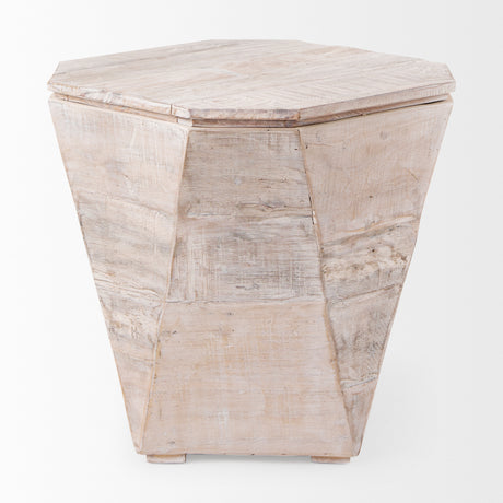 Esagono Octagonal Reclaimed Wood End/Side Table w/ Storage from Mercana - Luna Furniture