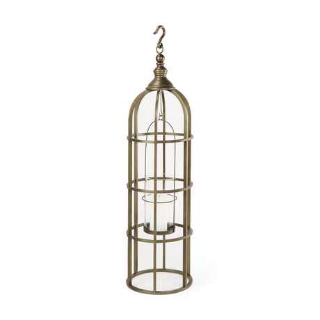 Gerson I Large Cage-Style Gold Metal Candle Holder Lantern from Mercana - Luna Furniture