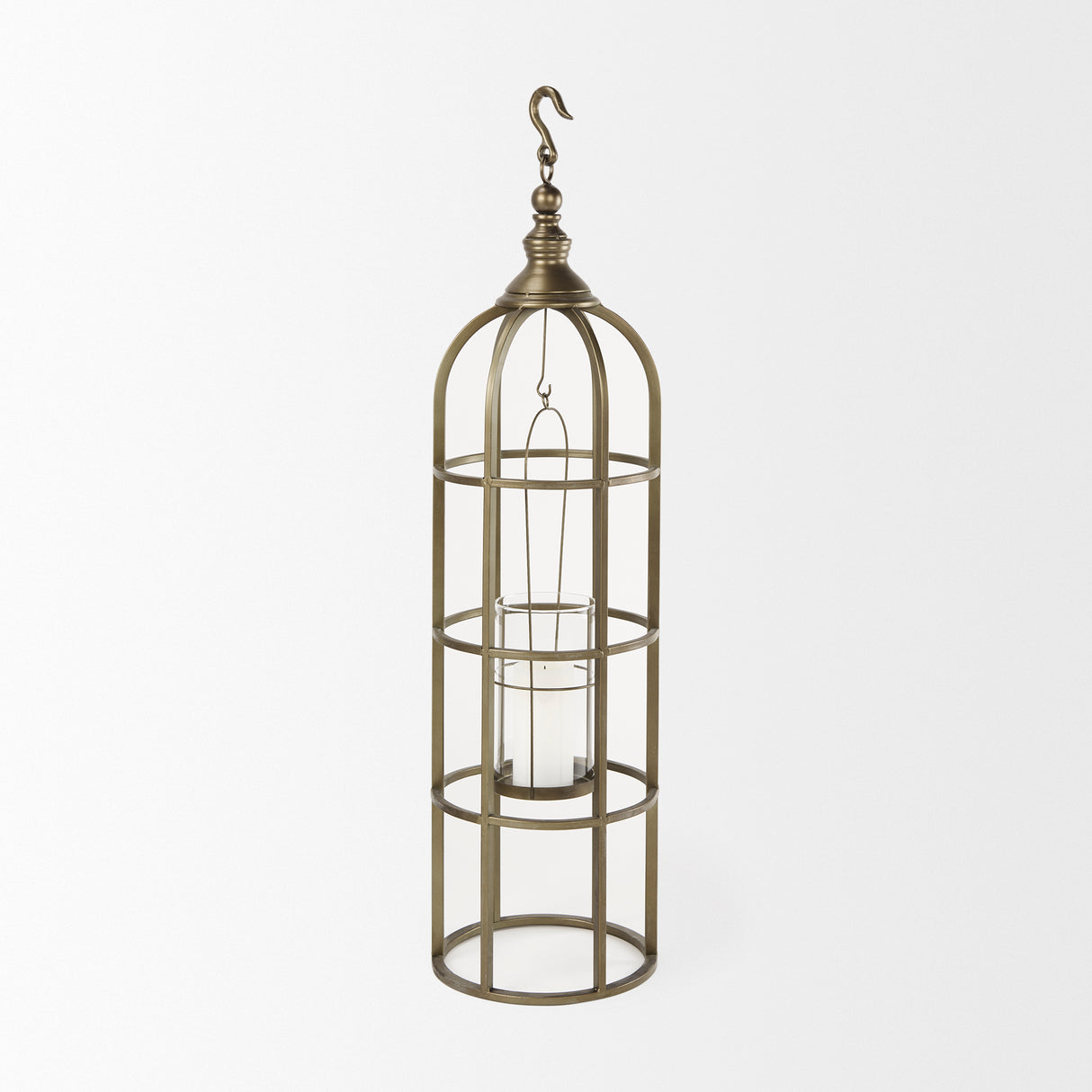 Gerson I Large Cage-Style Gold Metal Candle Holder Lantern from Mercana - Luna Furniture