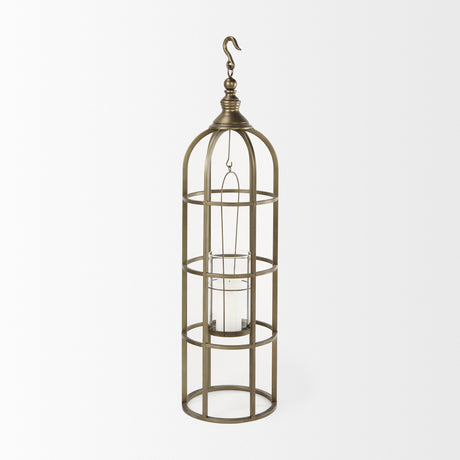 Gerson I Large Cage-Style Gold Metal Candle Holder Lantern from Mercana - Luna Furniture