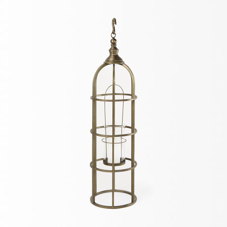 Gerson I Large Cage-Style Gold Metal Candle Holder Lantern from Mercana - Luna Furniture