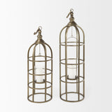 Gerson I Large Cage-Style Gold Metal Candle Holder Lantern from Mercana - Luna Furniture