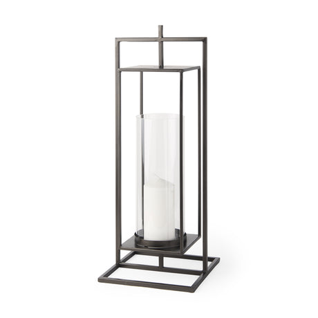 Albus I Large Black Metal Rectangular Table Candle Holder from Mercana - Luna Furniture