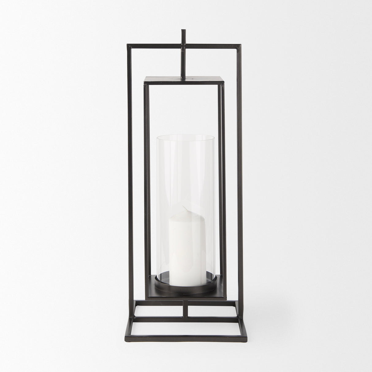 Albus I Large Black Metal Rectangular Table Candle Holder from Mercana - Luna Furniture