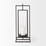 Albus I Large Black Metal Rectangular Table Candle Holder from Mercana - Luna Furniture