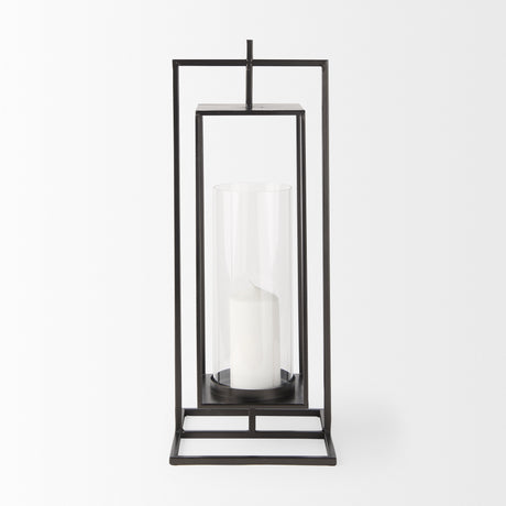 Albus I Large Black Metal Rectangular Table Candle Holder from Mercana - Luna Furniture