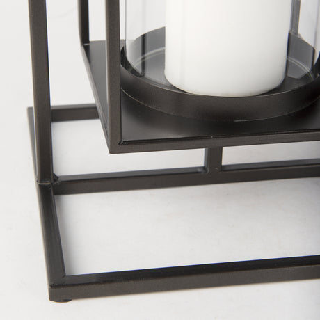 Albus I Large Black Metal Rectangular Table Candle Holder from Mercana - Luna Furniture
