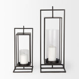 Albus I Large Black Metal Rectangular Table Candle Holder from Mercana - Luna Furniture