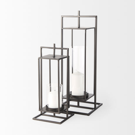 Albus I Large Black Metal Rectangular Table Candle Holder from Mercana - Luna Furniture