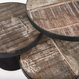 Lorenz (Set of 3) Light Brown Wood W/ Black Metal Base Round Decorative Display Stands from Mercana - Luna Furniture