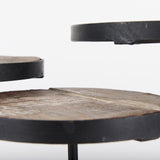Lorenz (Set of 3) Light Brown Wood W/ Black Metal Base Round Decorative Display Stands from Mercana - Luna Furniture