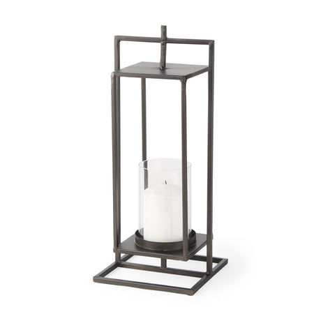 Albus II Small Black Metal Rectangular Table Candle Holder from Mercana - Luna Furniture