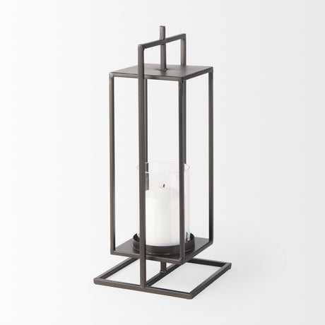 Albus II Small Black Metal Rectangular Table Candle Holder from Mercana - Luna Furniture