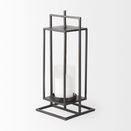 Albus II Small Black Metal Rectangular Table Candle Holder from Mercana - Luna Furniture