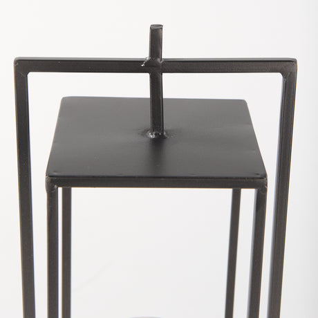 Albus II Small Black Metal Rectangular Table Candle Holder from Mercana - Luna Furniture