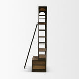 Brodie VII 32L x 22W x 94H Brown Wood Gun-Metal Bracing Four Shelf Shelving Unit from Mercana - Luna Furniture