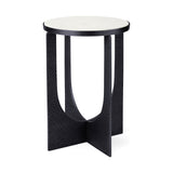 Patrick 23"H White Marble Top w/ Matte Black Metal Accent Table from Mercana - Luna Furniture