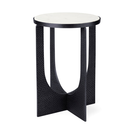 Patrick 23"H White Marble Top w/ Matte Black Metal Accent Table from Mercana - Luna Furniture