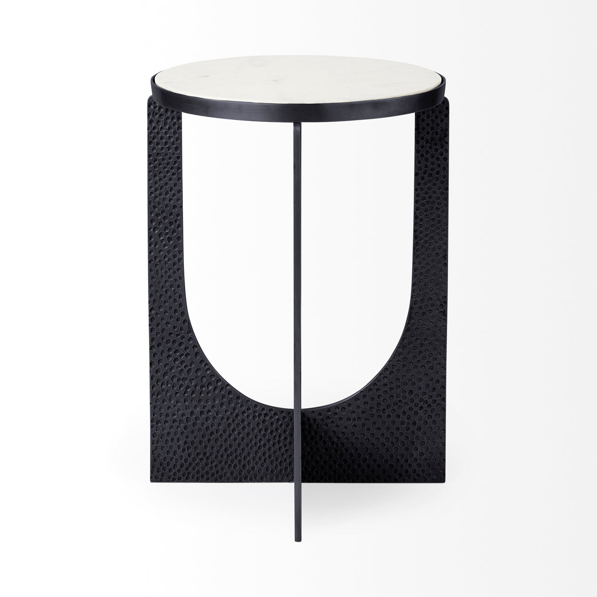 Patrick 23"H White Marble Top w/ Matte Black Metal Accent Table from Mercana - Luna Furniture