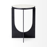 Patrick 23"H White Marble Top w/ Matte Black Metal Accent Table from Mercana - Luna Furniture