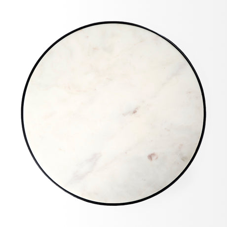 Patrick 23"H White Marble Top w/ Matte Black Metal Accent Table from Mercana - Luna Furniture