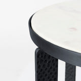 Patrick 23"H White Marble Top w/ Matte Black Metal Accent Table from Mercana - Luna Furniture