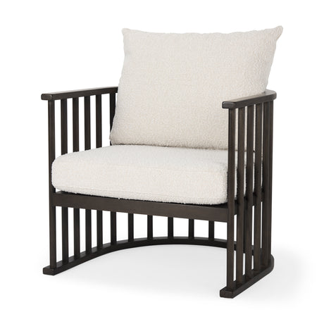 Kopari 30.1L x 30.5W x 37.2H White Boucle Fabric W/Dark Brown Wood Accent Chair from Mercana - Luna Furniture