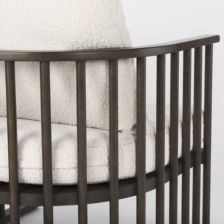 Kopari 30.1L x 30.5W x 37.2H White Boucle Fabric W/Dark Brown Wood Accent Chair from Mercana - Luna Furniture