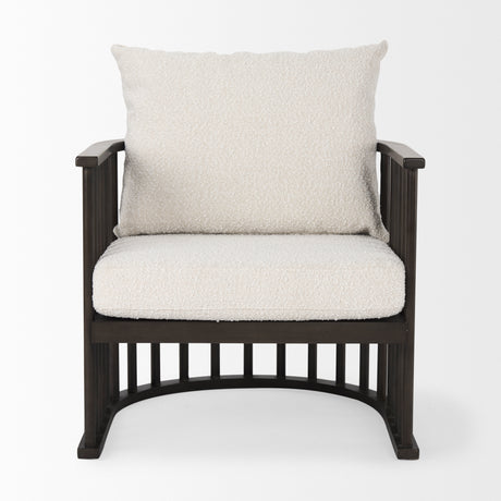Kopari 30.1L x 30.5W x 37.2H White Boucle Fabric W/Dark Brown Wood Accent Chair from Mercana - Luna Furniture