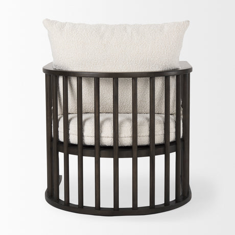 Kopari 30.1L x 30.5W x 37.2H White Boucle Fabric W/Dark Brown Wood Accent Chair from Mercana - Luna Furniture