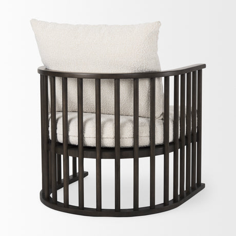 Kopari 30.1L x 30.5W x 37.2H White Boucle Fabric W/Dark Brown Wood Accent Chair from Mercana - Luna Furniture