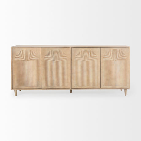 Tucker Light Brown Wood w/ Carved Arch Pattern 4 Door Sideboard from Mercana - Luna Furniture