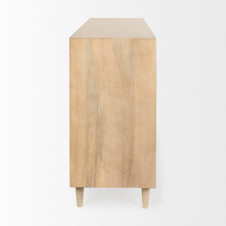 Tucker Light Brown Wood w/ Carved Arch Pattern 4 Door Sideboard from Mercana - Luna Furniture