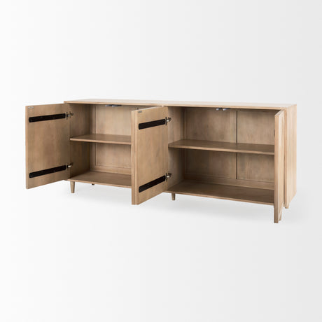 Tucker Light Brown Wood w/ Carved Arch Pattern 4 Door Sideboard from Mercana - Luna Furniture